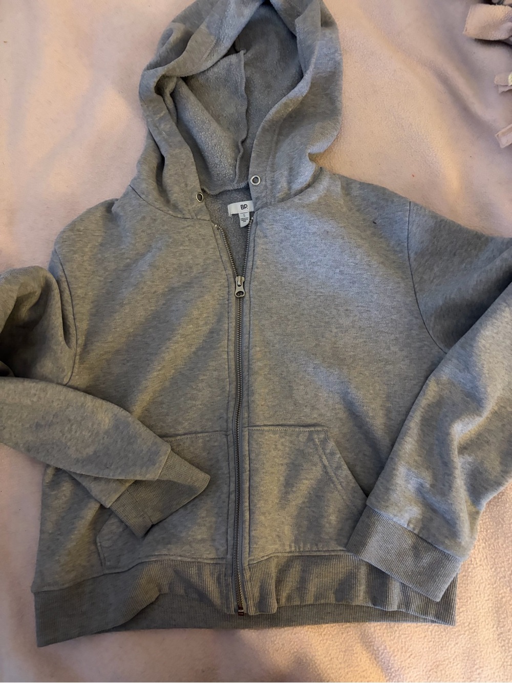 bp Gray Full-Zip Hoodie Sweatshirt